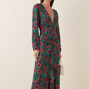 RIXO London- Rose Printed Crepe De Chine Maxi Dress